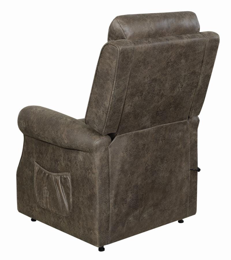 Upholstered Power Lift Recliner Brown