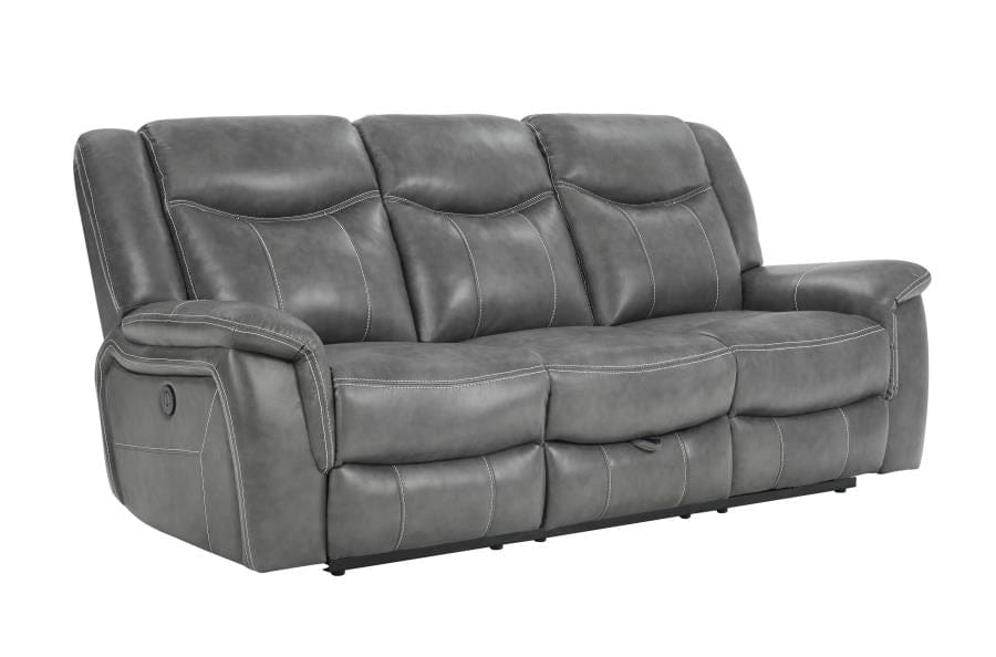 Conrad Upholstered Power Sofa with Drop-down Table Grey
