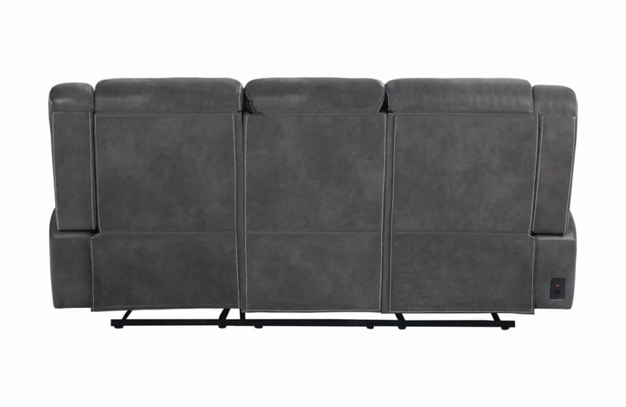 Conrad Upholstered Power Sofa with Drop-down Table Grey
