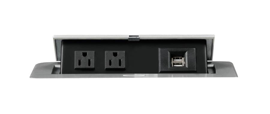 Conrad Upholstered Power Sofa with Drop-down Table Grey