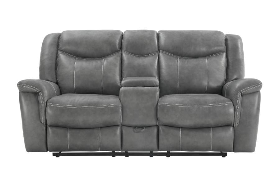 Conrad Upholstered Power Loveseat with Console Grey