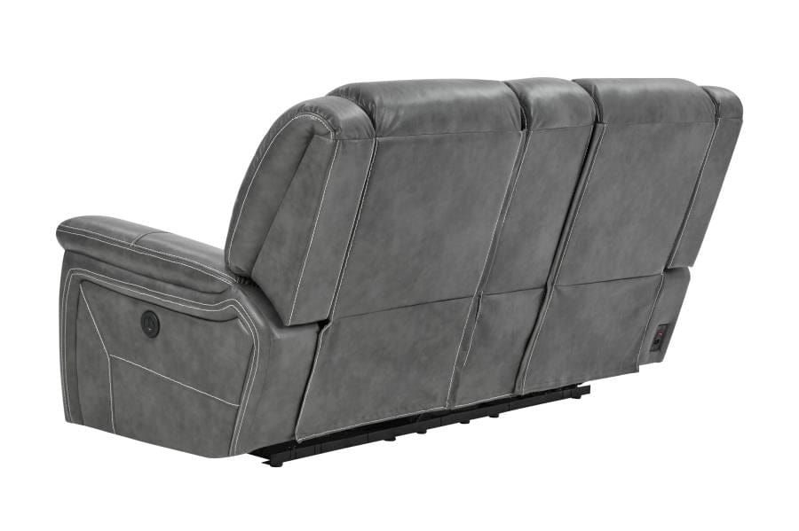 Conrad Upholstered Power Loveseat with Console Grey