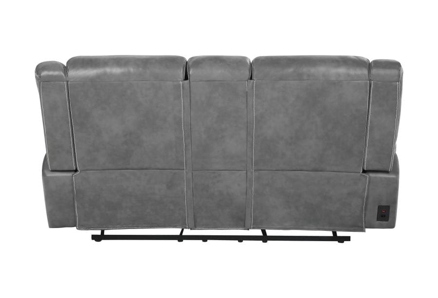 Conrad Upholstered Power Loveseat with Console Grey