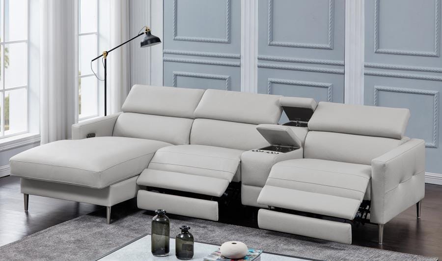 Beryl 4-piece Power^2 Sectional Light Grey