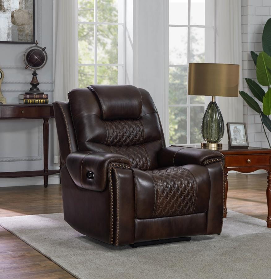 North Cushion Back Power^2 Glider Recliner Dark Brown