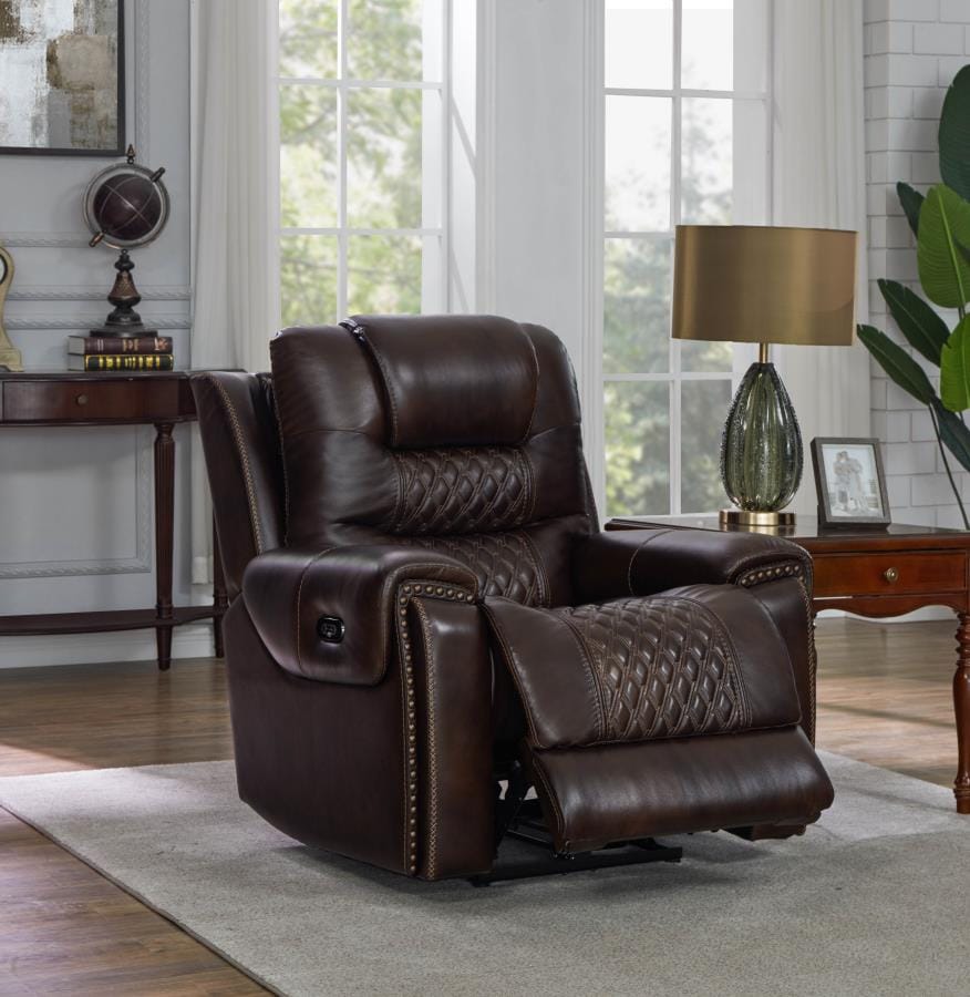 North Cushion Back Power^2 Glider Recliner Dark Brown
