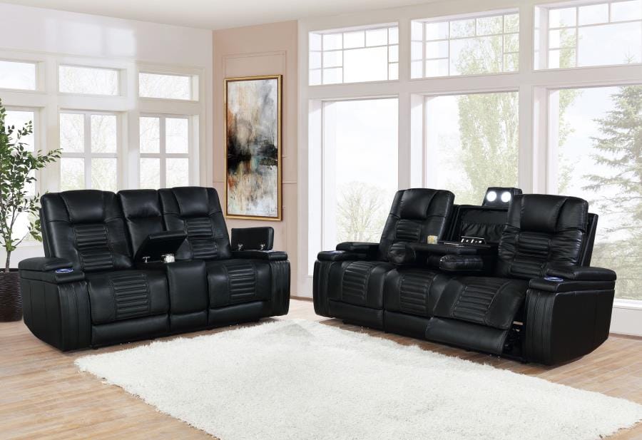 Zane Upholstered Living Room Set Black