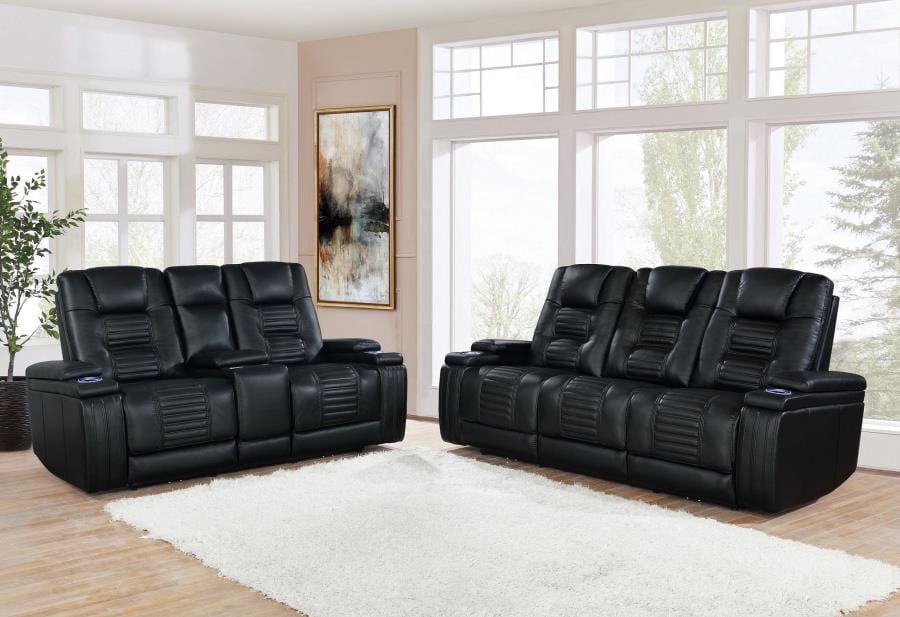 Zane Upholstered Living Room Set Black