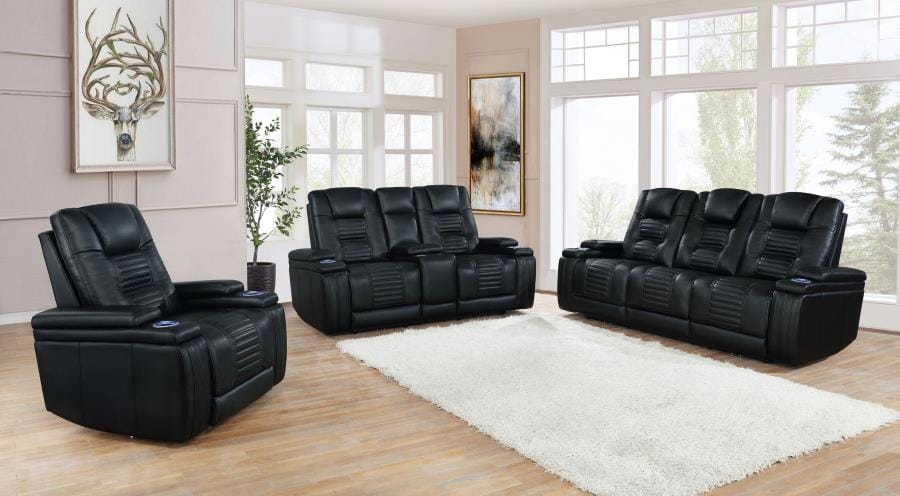 Zane Upholstered Living Room Set Black