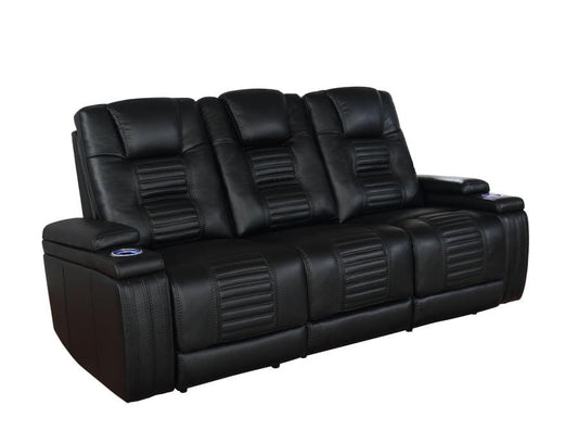 Zane Upholstered Dual Power Sofa Black