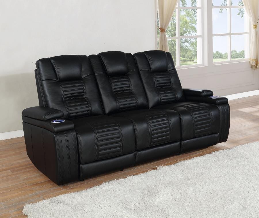 Zane Upholstered Dual Power Sofa Black