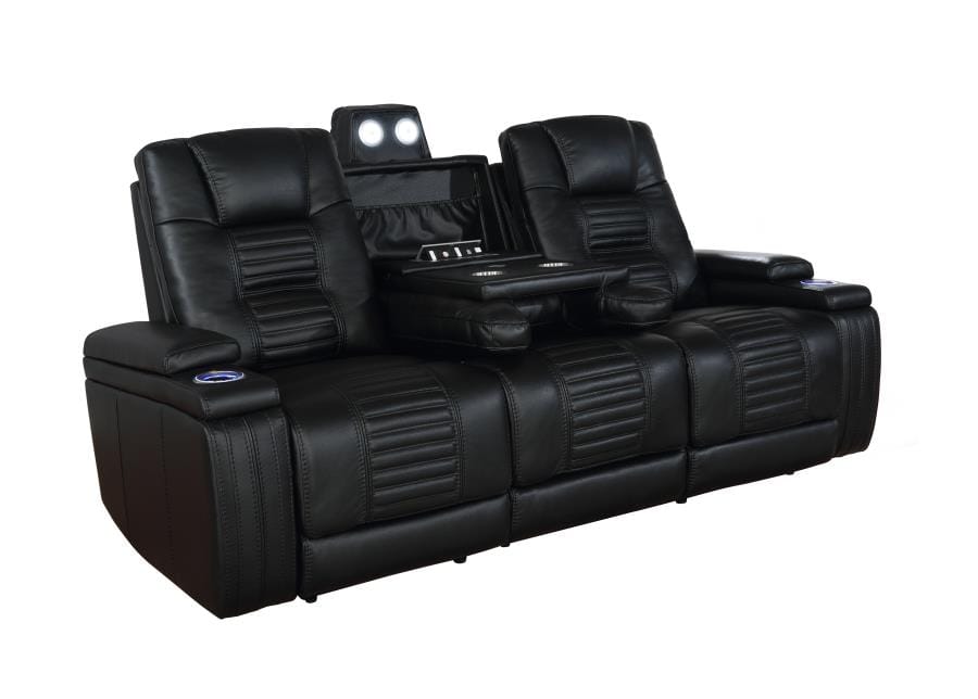 Zane Upholstered Dual Power Sofa Black