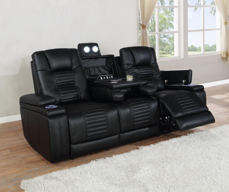 Zane Upholstered Dual Power Sofa Black