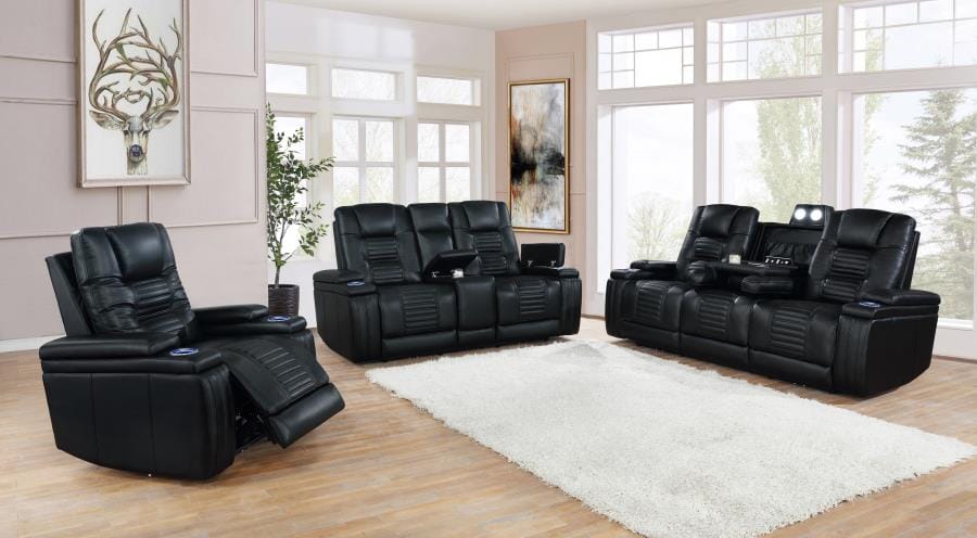 Zane Upholstered Dual Power Sofa Black