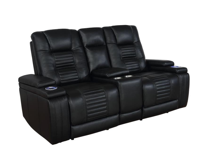 Zane Upholstered Dual Power Loveseat Black