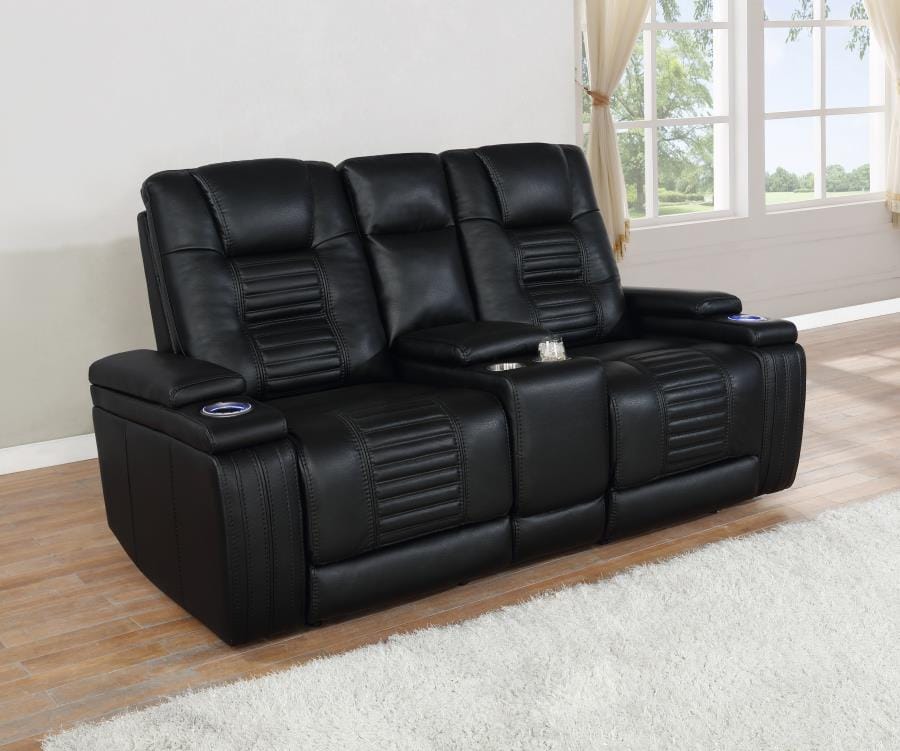 Zane Upholstered Dual Power Loveseat Black