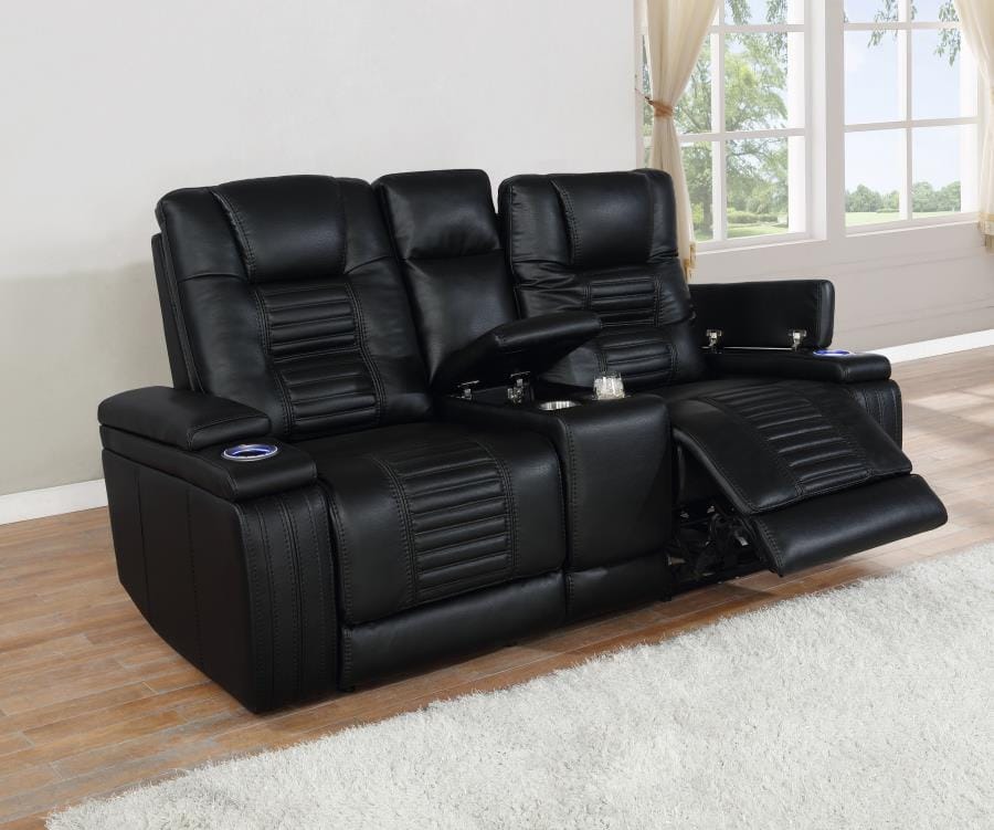 Zane Upholstered Dual Power Loveseat Black