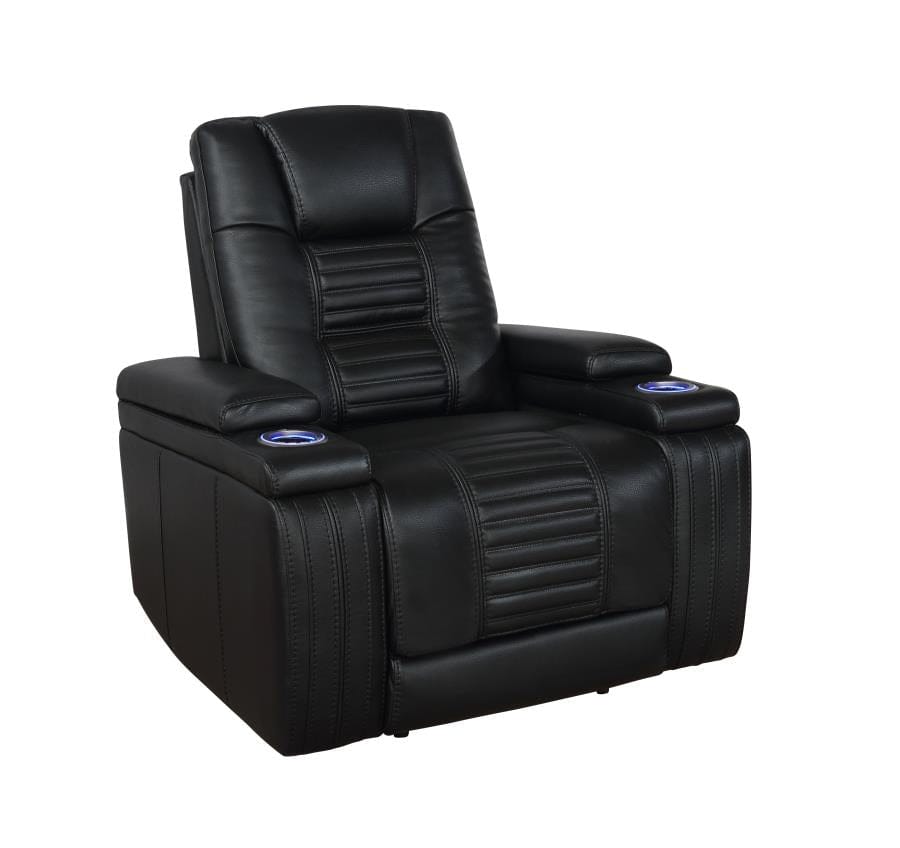 Zane Upholstered Dual Power Recliner Black