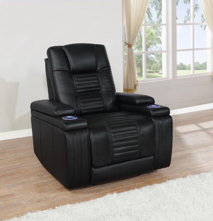 Zane Upholstered Dual Power Recliner Black