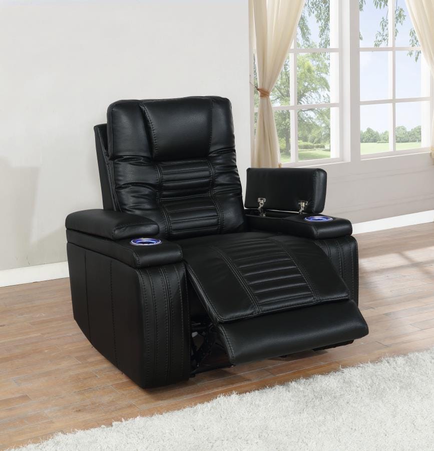 Zane Upholstered Dual Power Recliner Black