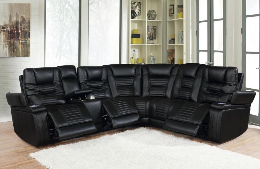 Zane 6-piece Dual Power Sectional Black