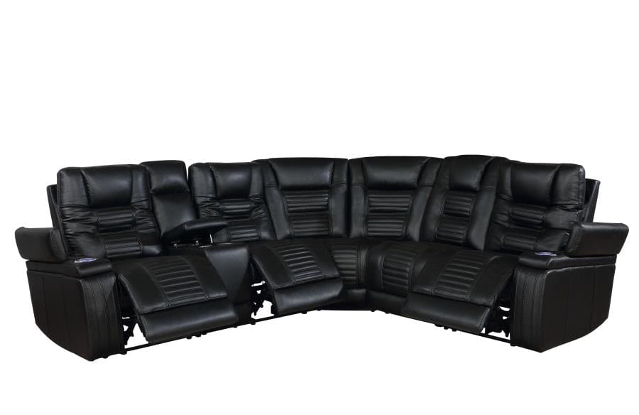 Zane 6-piece Dual Power Sectional Black