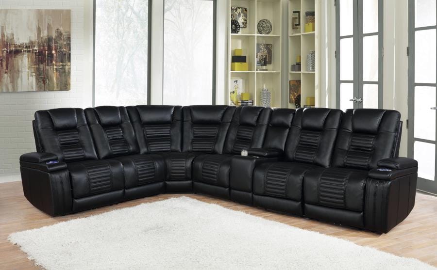 Zane 7-piece Dual Power Sectional Black