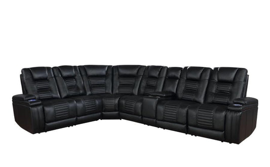 Zane 7-piece Dual Power Sectional Black