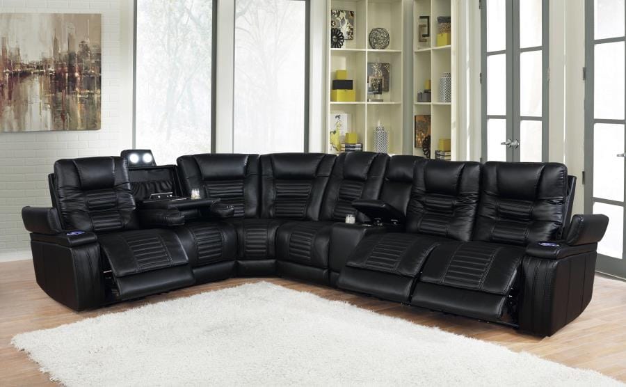 Zane 7-piece Dual Power Sectional Black