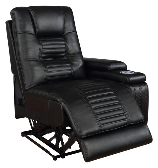 Zane Upholstered Right Arm Facing Dual Power Recliner Black