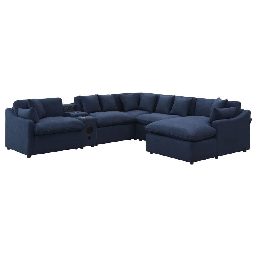 Destino 6-piece Modular Power Sectional Midnight Blue