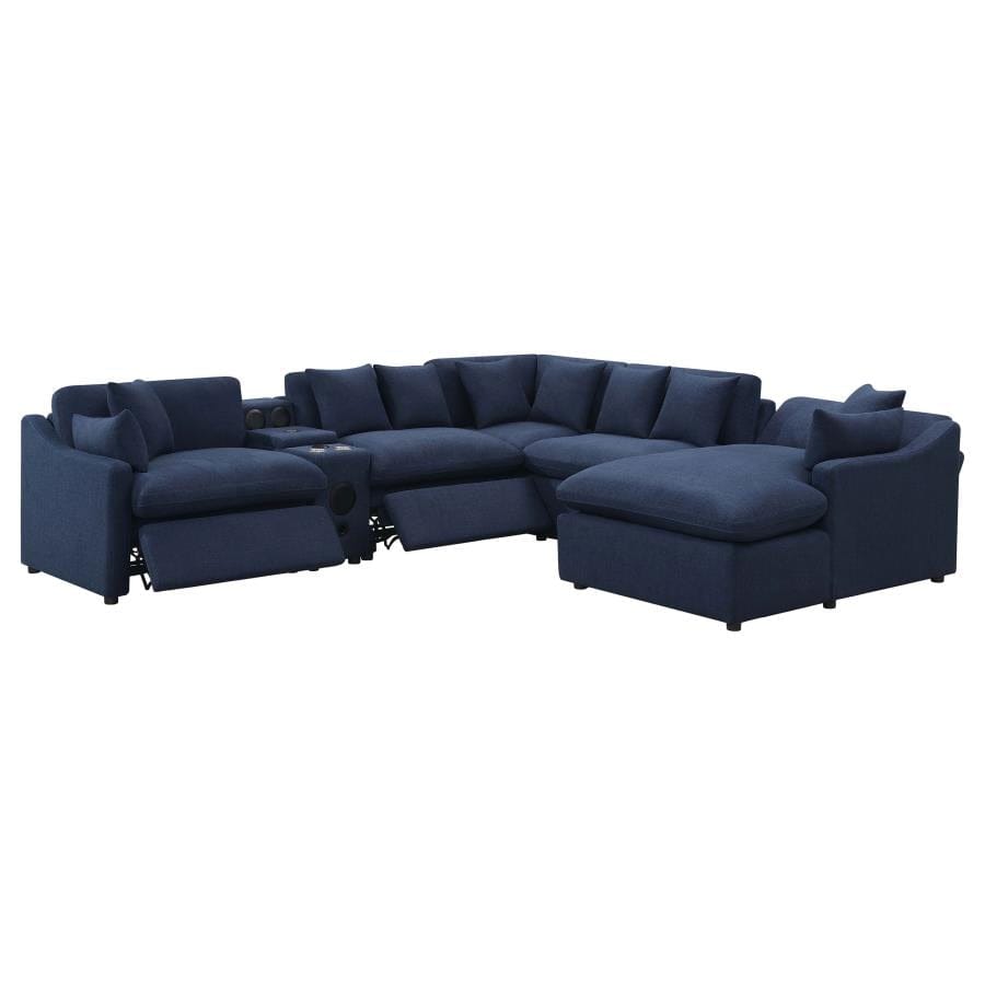 Destino 6-piece Modular Power Sectional Midnight Blue