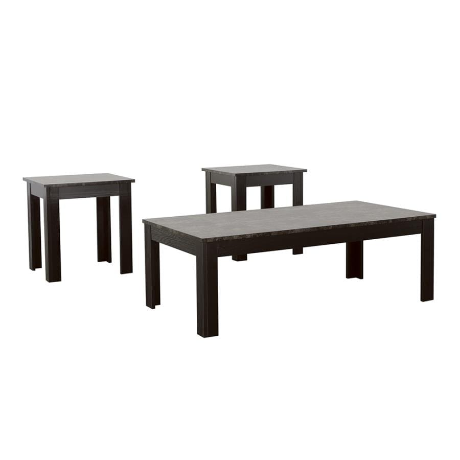 Silas 3-piece Faux-marble Top Occasional Table Set Black