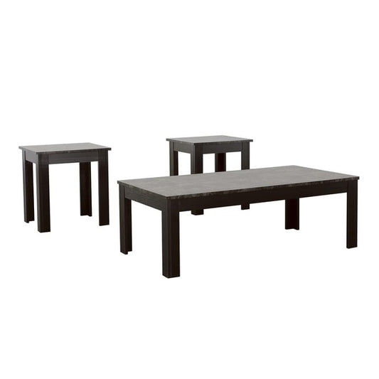 Silas 3-piece Faux-marble Top Occasional Table Set Black