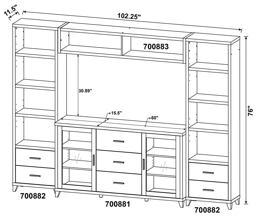 Lewes 4-piece Entertainment Center Cappuccino