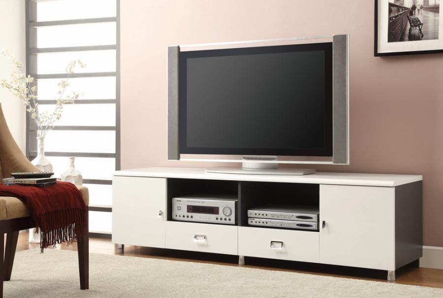 Burkett 2-drawer TV Console White and Grey