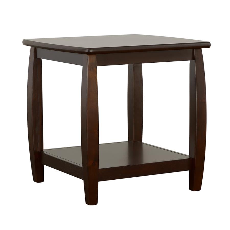 Dixon Square End Table with Bottom Shelf Espresso