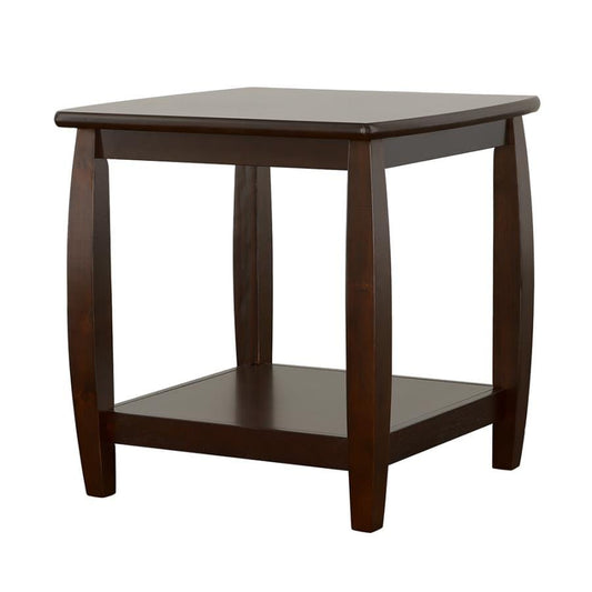 Dixon Square End Table with Bottom Shelf Espresso