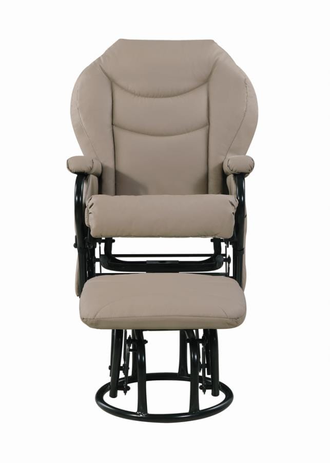 Upholstered Glider Recliner with Ottoman Beige and Black