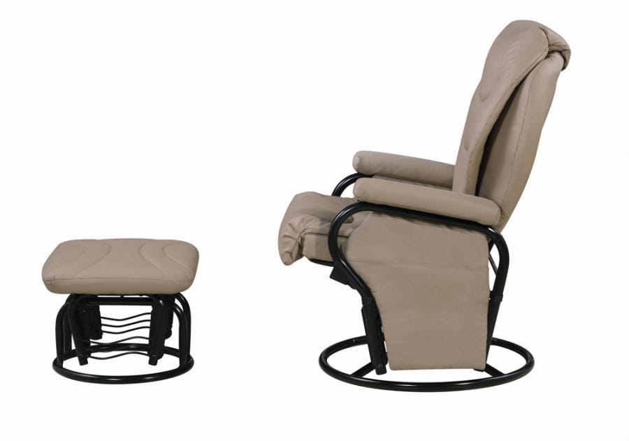 Upholstered Glider Recliner with Ottoman Beige and Black