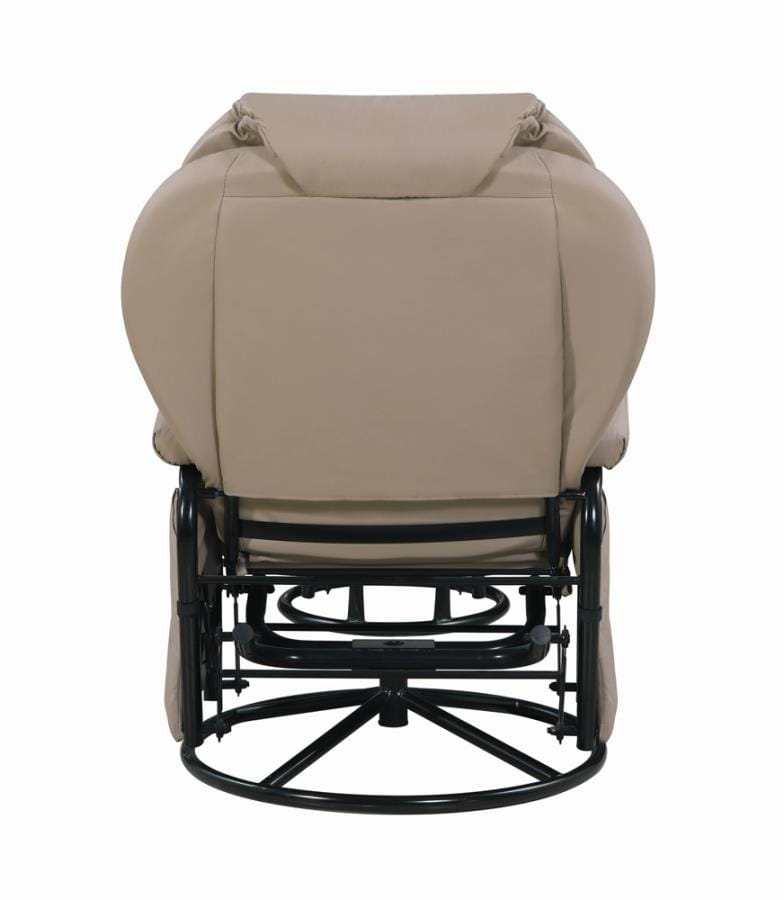 Upholstered Glider Recliner with Ottoman Beige and Black