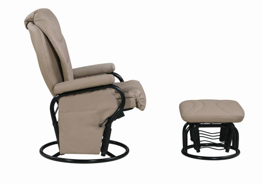 Upholstered Glider Recliner with Ottoman Beige and Black