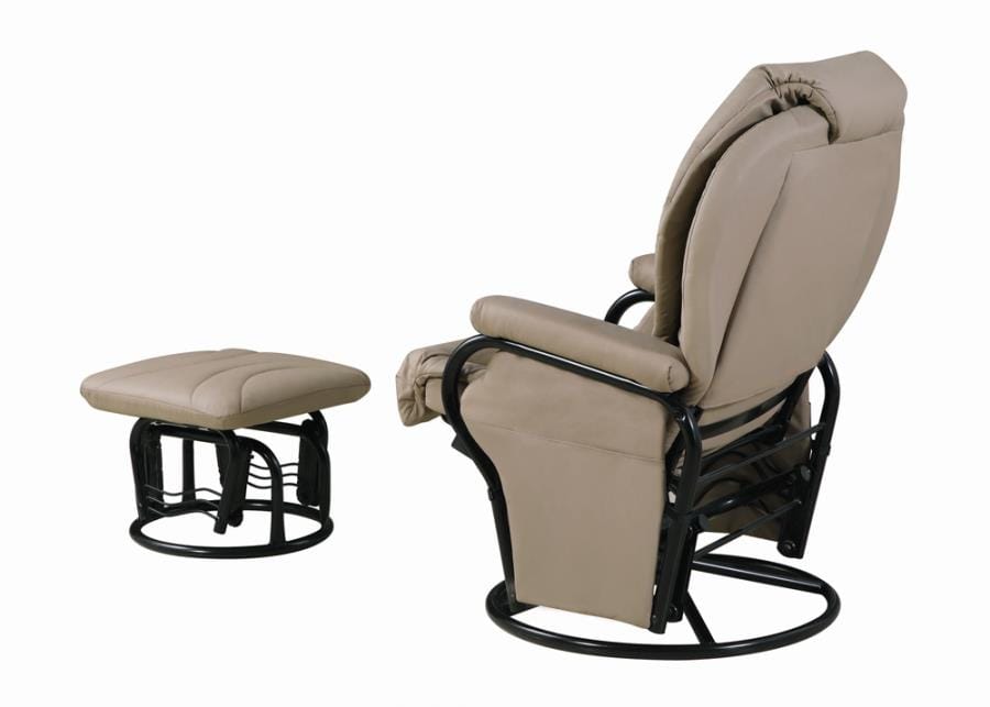 Upholstered Glider Recliner with Ottoman Beige and Black