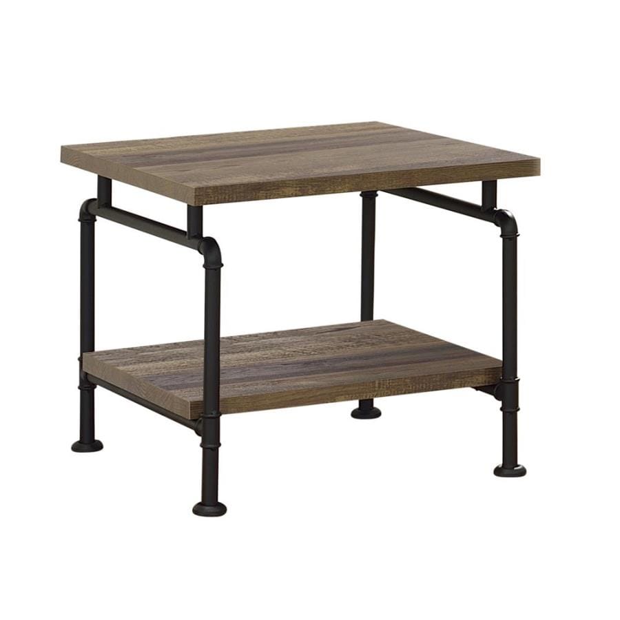 Renton Shelf Storage End Table Rustic Oak and Black