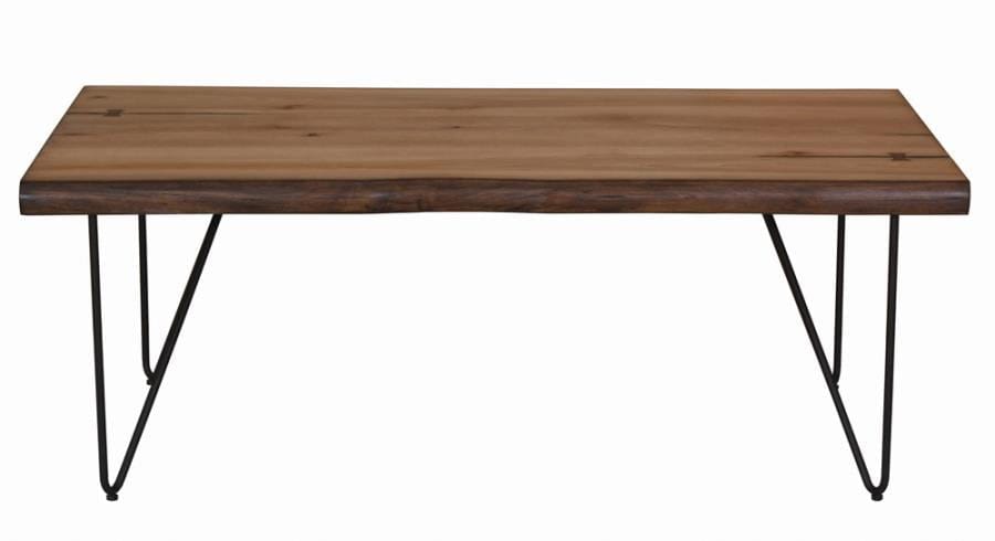 Coffee Table with Hairpin Legs Natural Honey and Gunmetal