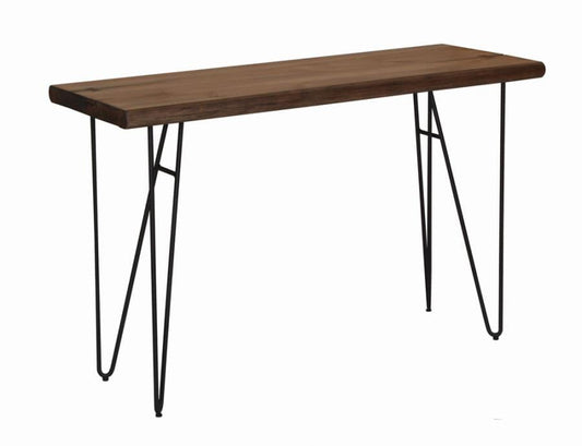 Sofa Table with Hairpin Legs Natural Honey and Gunmetal