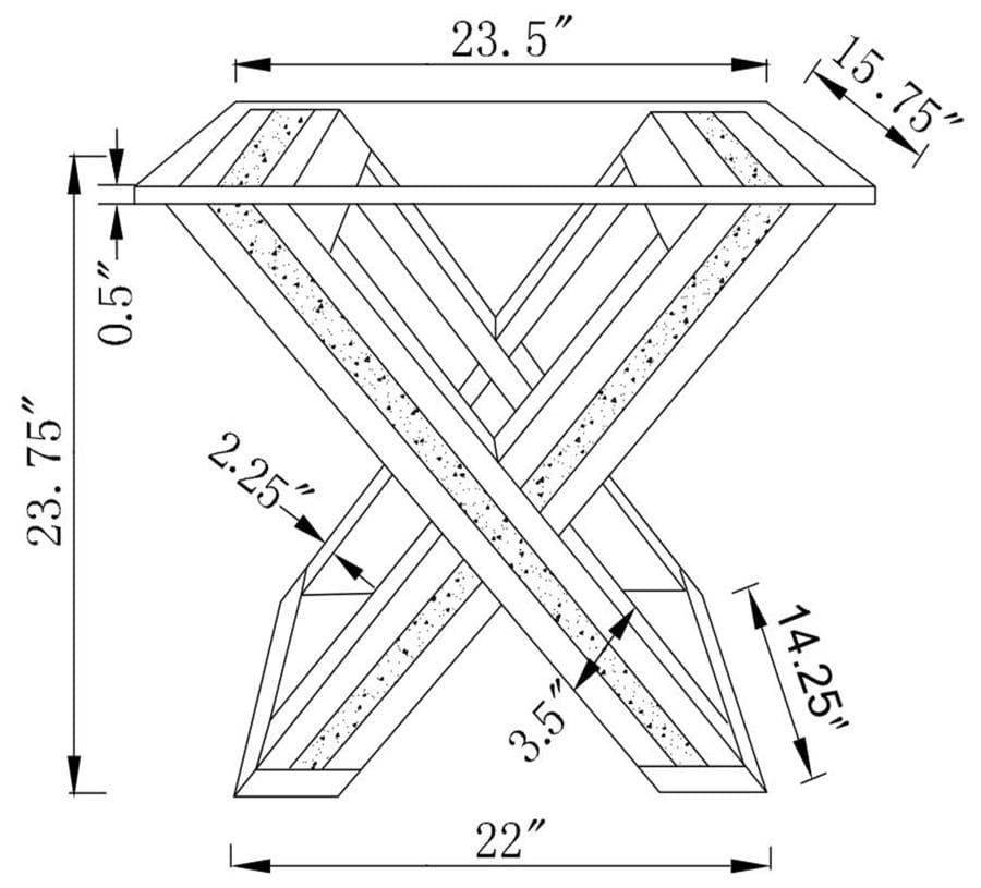 Bonnie X-base Rectangle Glass Top End Table Mirror