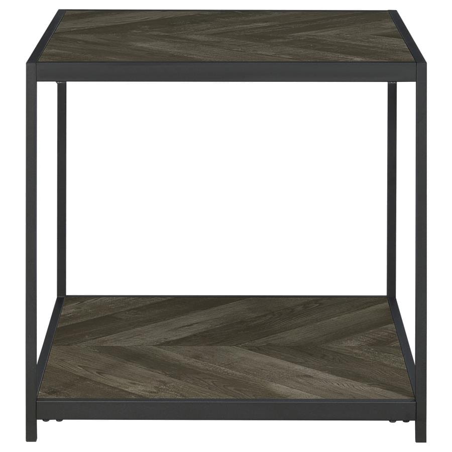 Beckley Chevron End Table Rustic Grey Herringbone