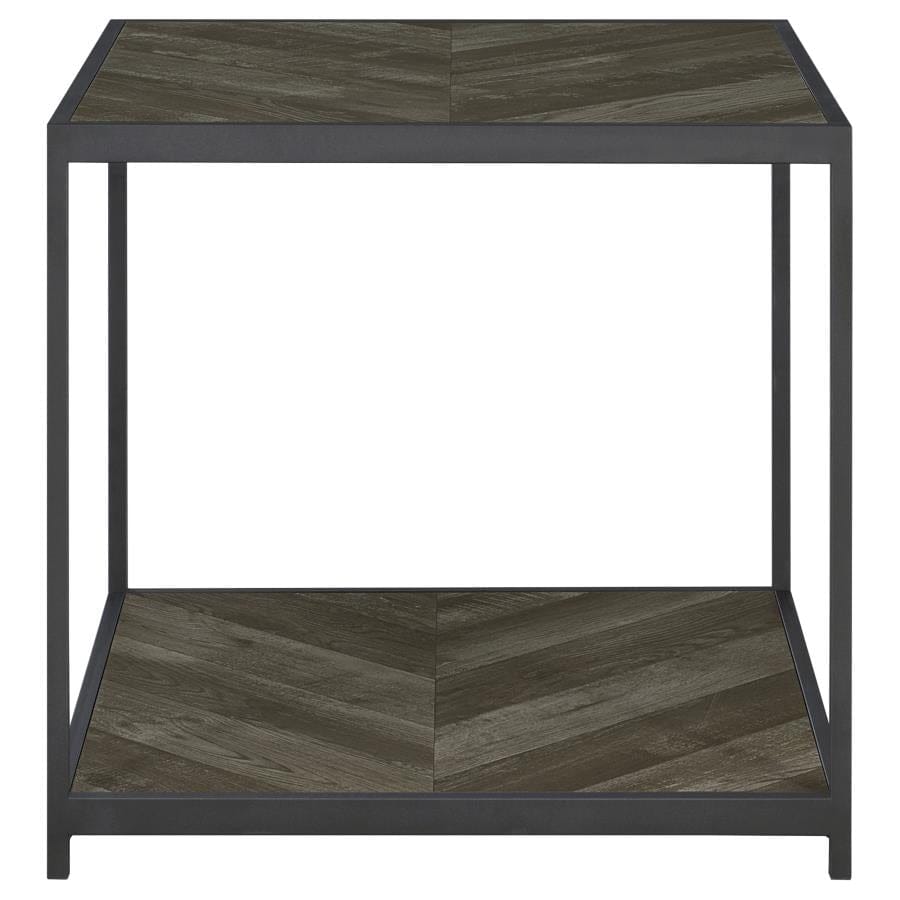 Beckley Chevron End Table Rustic Grey Herringbone