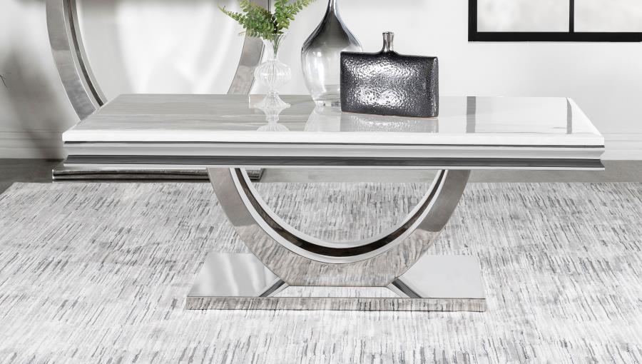 Adabella U-base Rectangle Coffee Table White and Chrome